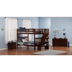 Woodland Walnut Full Over Full Staircase Bunk Bed by AFI -Outlet AFI Store walnut afi bunk beds ab56804 31 1000
