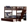Woodland Walnut Full Over Full Staircase Bunk Bed with Twin Size Urban Trundle Bed by AFI
