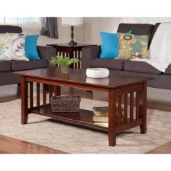 Mission 44 in. Walnut Large Rectangle Wood Coffee Table by AFI
