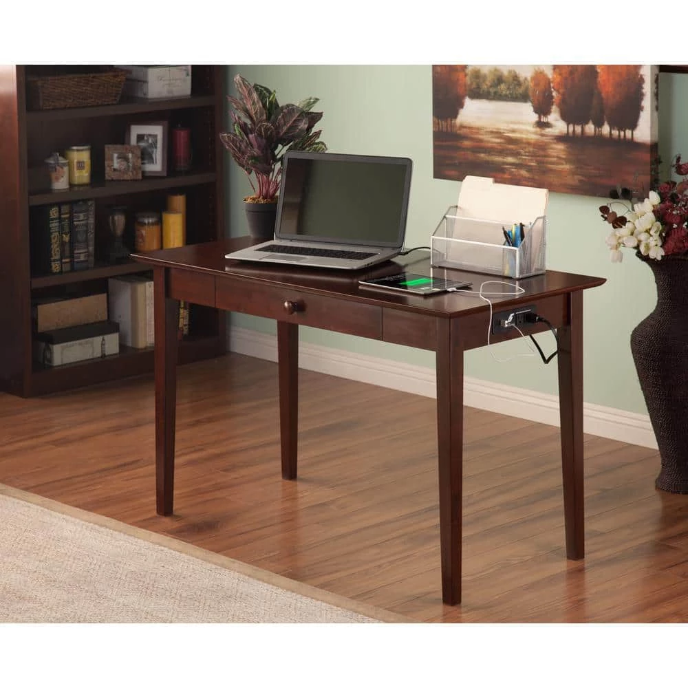 24 in. Rectangular Walnut 1 Drawer Computer Desk with Solid Wood Material by AFI 9 24 in. Rectangular Walnut 1 Drawer Computer Desk with Solid Wood Material by AFI - Image 7