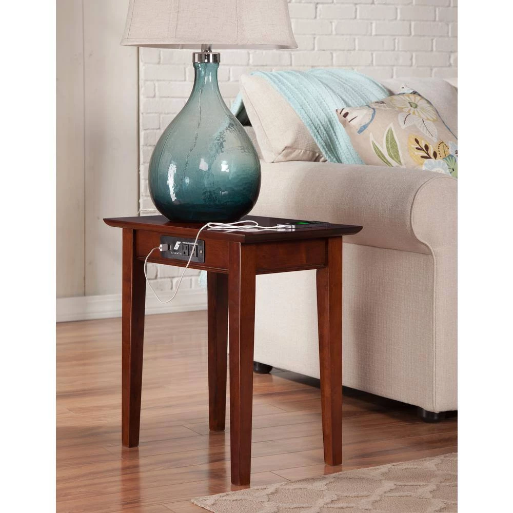 Shaker Walnut Chair Side Table with Charging Station by AFI 8 Shaker Walnut Chair Side Table with Charging Station by AFI - Image 6