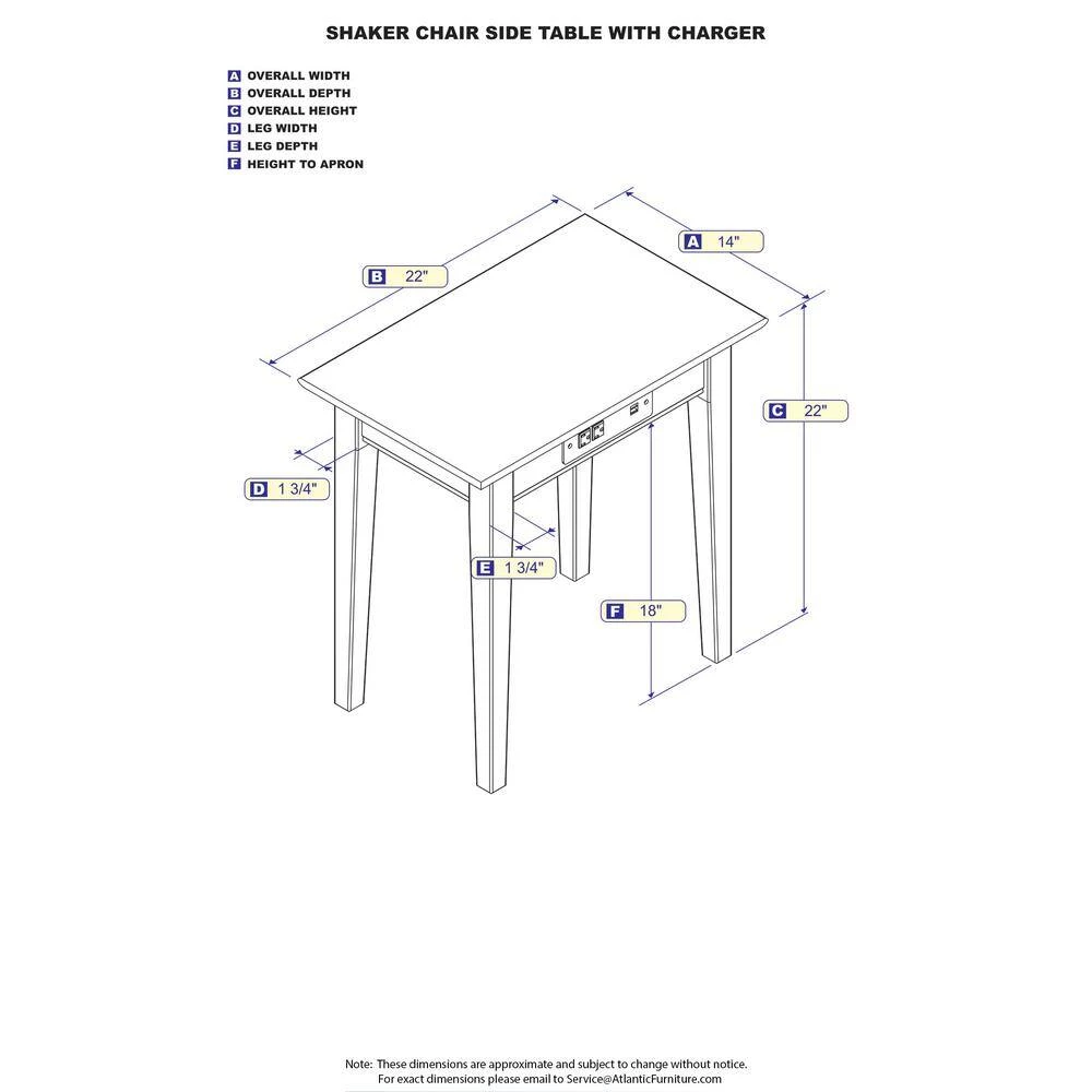 Shaker Walnut Chair Side Table with Charging Station by AFI 5 Shaker Walnut Chair Side Table with Charging Station by AFI - Image 3