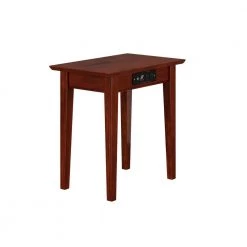 Shaker Walnut Chair Side Table with Charging Station by AFI