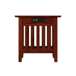 Mission Walnut Chair Side Table with Charging Station by AFI -Outlet AFI Store walnut afi end side tables ah13214 c3 1000
