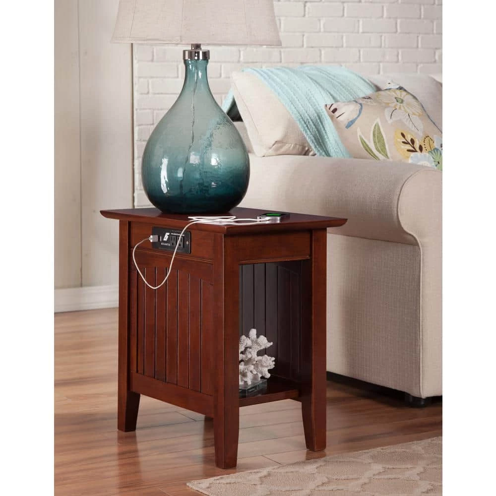 Nantucket Walnut Chair Side Table with Charging Station by AFI 8 Nantucket Walnut Chair Side Table with Charging Station by AFI - Image 6