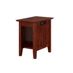 Nantucket Walnut Chair Side Table with Charging Station by AFI