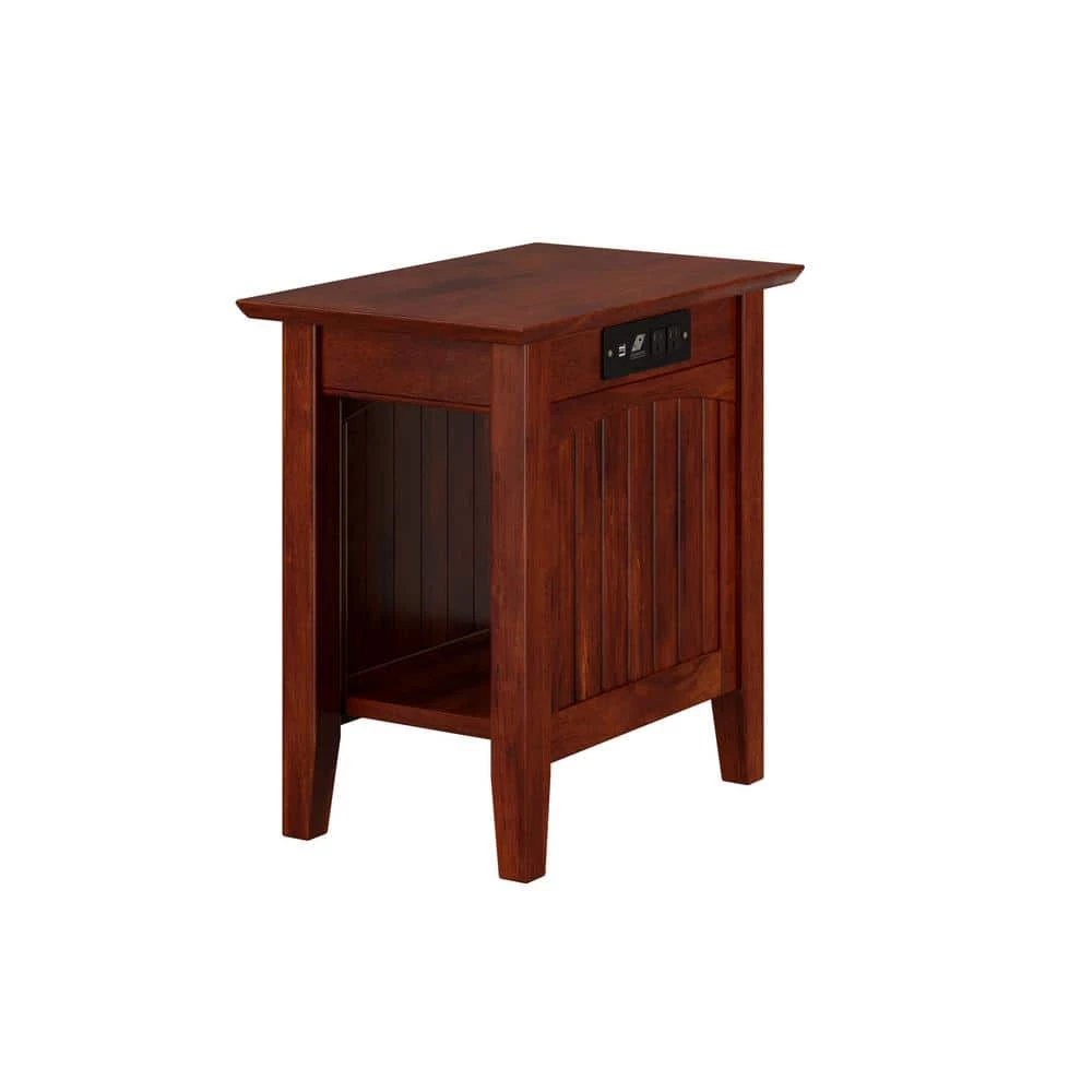 Nantucket Walnut Chair Side Table with Charging Station by AFI 3 Nantucket Walnut Chair Side Table with Charging Station by AFI