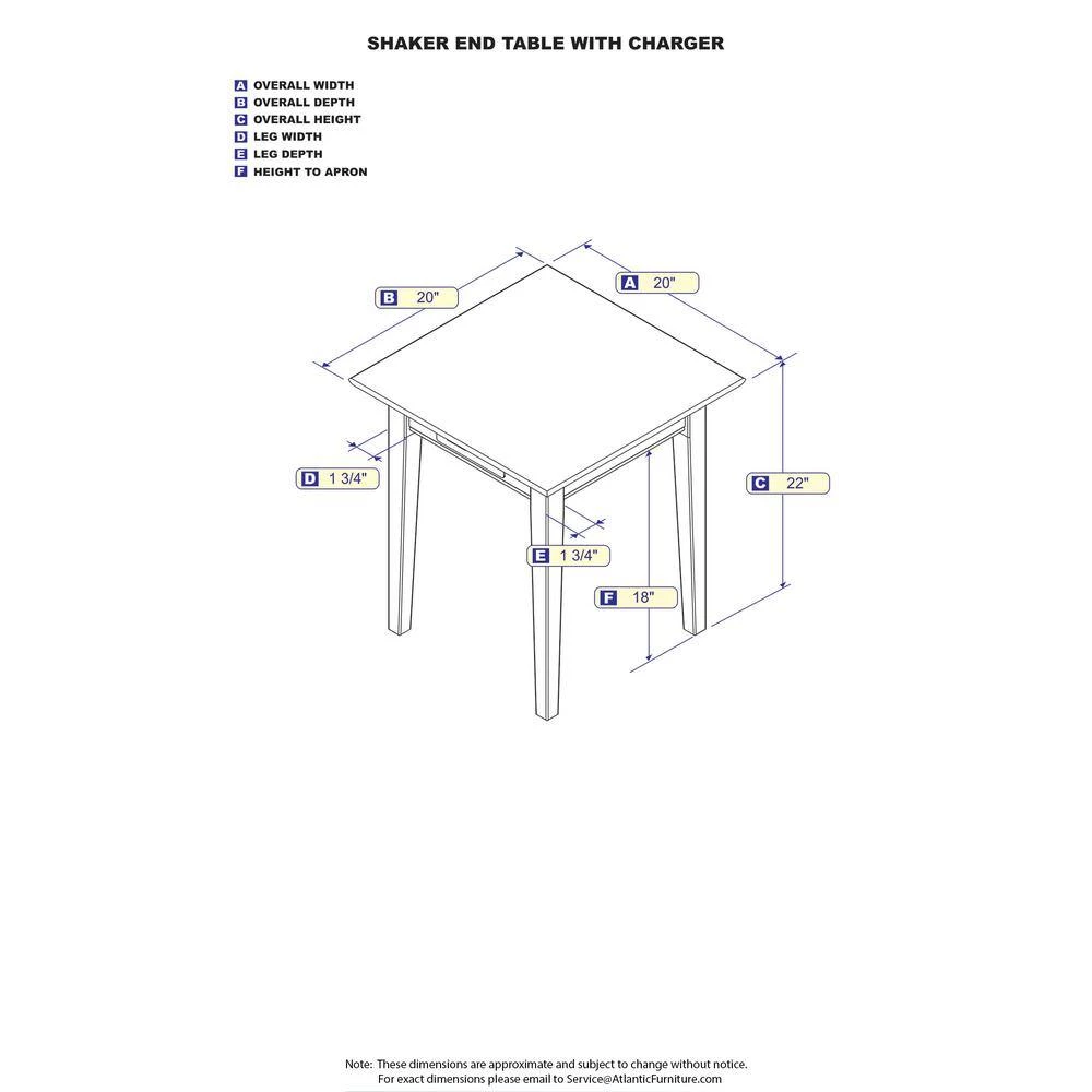 Shaker Walnut End Table with Charging Station by AFI 5 Shaker Walnut End Table with Charging Station by AFI - Image 3
