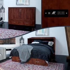 Southampton Murphy Bed Chest Queen Walnut with Charging Station by AFI