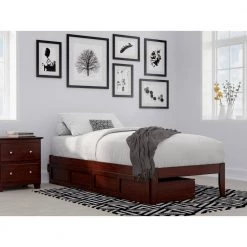 Colorado Twin Extra Long Bed with USB Turbo Charger and 2 Extra Long Drawers in Walnut by AFI -Outlet AFI Store walnut afi platform beds ag8013414 31 1000