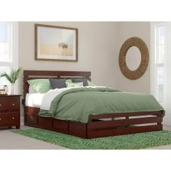 Oxford in Walnut Queen Bed with Footboard and USB Turbo Charger with 2-Extra Long Drawers by AFI -Outlet AFI Store walnut afi platform beds ag8363444 31 1000