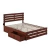 Oxford in Walnut Queen Bed with Footboard and USB Turbo Charger with 2-Extra Long Drawers by AFI -Outlet AFI Store walnut afi platform beds ag8363444 64 1000