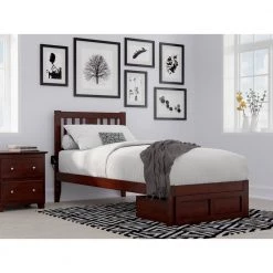 Tahoe Twin Extra Long Bed with Foot Drawer and USB Turbo Charger in Walnut by AFI -Outlet AFI Store walnut afi platform beds ag8912414 31 1000