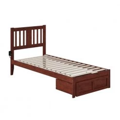 Tahoe Twin Extra Long Bed with Foot Drawer and USB Turbo Charger in Walnut by AFI -Outlet AFI Store walnut afi platform beds ag8912414 40 1000