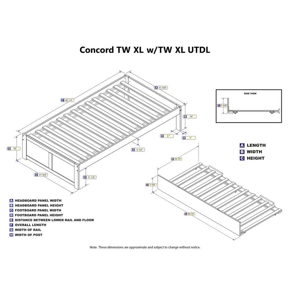Concord Twin Extra Long Bed with Footboard and Twin Extra Long Trundle in Walnut by AFI 4 Concord Twin Extra Long Bed with Footboard and Twin Extra Long Trundle in Walnut by AFI - Image 2