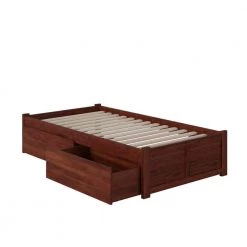 Concord Walnut Twin XL Platform Bed with Flat Panel Foot Board and 2-Urban Bed Drawers by AFI