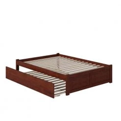 Concord Full Platform Bed with Flat Panel Foot Board and Full Size Urban Trundle Bed in Walnut by AFI -Outlet AFI Store walnut afi platform beds ar8032054 a0 1000