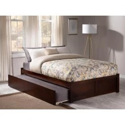 Concord Queen Bed with Footboard and Twin Extra Long Trundle in Walnut by AFI