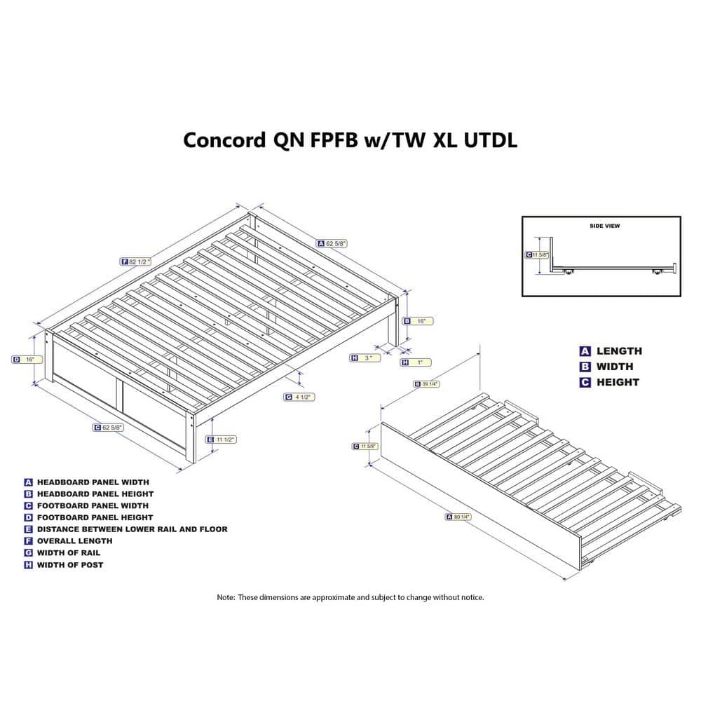 Concord Queen Bed with Footboard and Twin Extra Long Trundle in Walnut by AFI 4 Concord Queen Bed with Footboard and Twin Extra Long Trundle in Walnut by AFI - Image 2