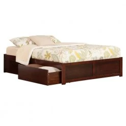 Concord Walnut King Platform Bed with Flat Panel Foot Board and 2-Urban Bed Drawers by AFI -Outlet AFI Store walnut afi platform beds ar8052114 a0 1000