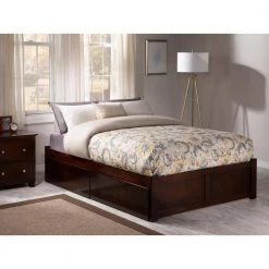 Concord Walnut King Platform Bed with Flat Panel Foot Board and 2-Urban Bed Drawers by AFI -Outlet AFI Store walnut afi platform beds ar8052114 c3 1000