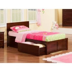 Orlando Walnut Twin XL Platform Bed with Flat Panel Foot Board and 2 Urban Bed Drawers by AFI -Outlet AFI Store walnut afi platform beds ar8112114 31 1000