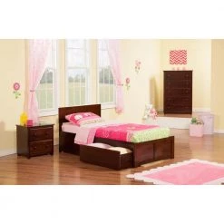 Orlando Walnut Twin XL Platform Bed with Flat Panel Foot Board and 2 Urban Bed Drawers by AFI -Outlet AFI Store walnut afi platform beds ar8112114 c3 1000