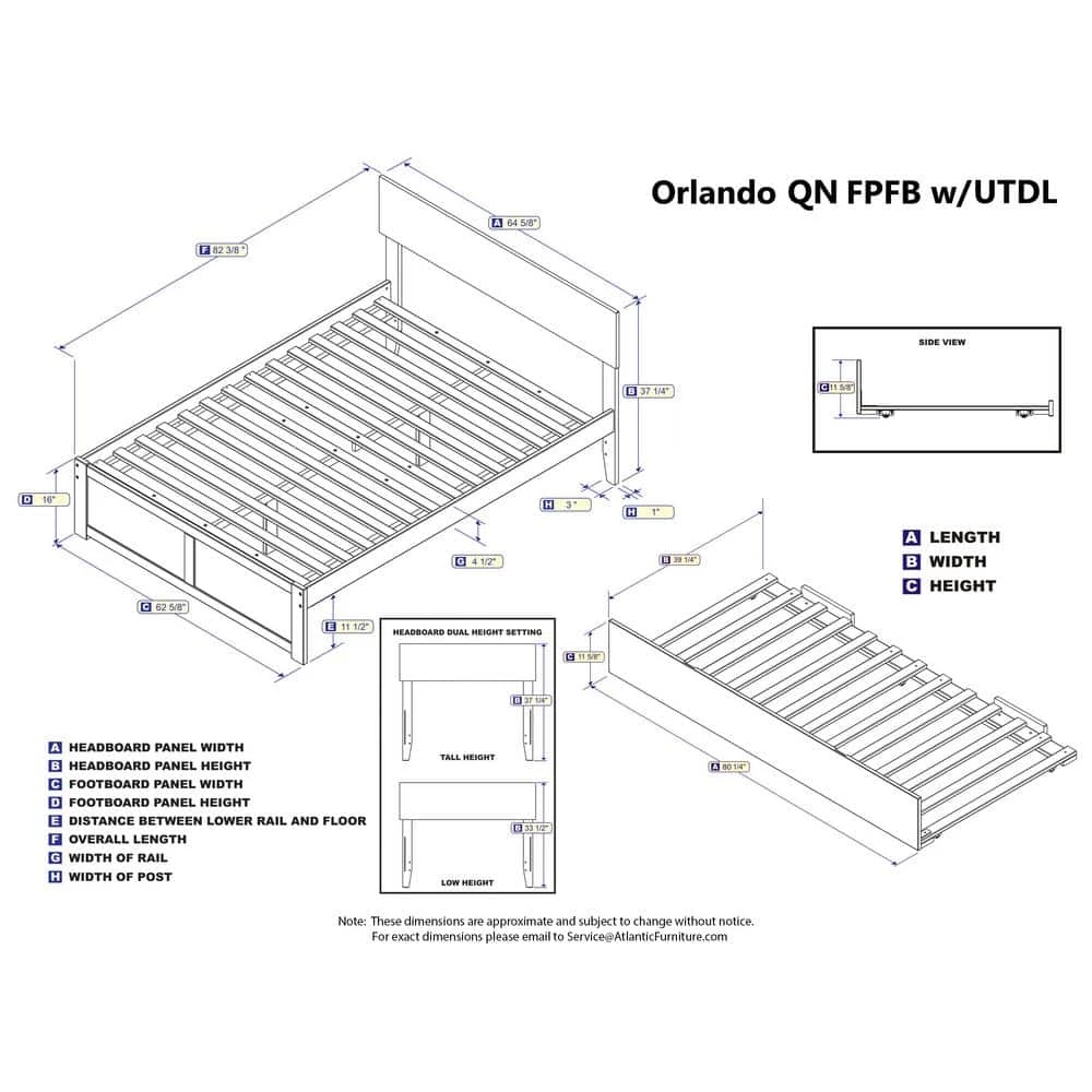 Orlando Walnut Queen Bed with Footboard and Twin Extra Long Trundle by AFI 4 Orlando Walnut Queen Bed with Footboard and Twin Extra Long Trundle by AFI - Image 2