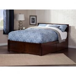 Orlando Walnut King Platform Bed with Flat Panel Foot Board and 2 Urban Bed Drawers by AFI -Outlet AFI Store walnut afi platform beds ar8152114 31 1000