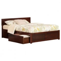 Orlando Walnut King Platform Bed with Flat Panel Foot Board and 2 Urban Bed Drawers by AFI -Outlet AFI Store walnut afi platform beds ar8152114 40 1000