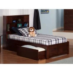 Newport Walnut Twin XL Platform Bed with Flat Panel Foot Board and 2-Urban Bed Drawers by AFI -Outlet AFI Store walnut afi platform beds ar8512114 31 1000