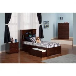 Newport Walnut Twin XL Platform Bed with Flat Panel Foot Board and 2-Urban Bed Drawers by AFI -Outlet AFI Store walnut afi platform beds ar8512114 40 1000
