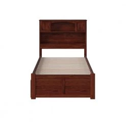Newport Walnut Twin XL Platform Bed with Flat Panel Foot Board and 2-Urban Bed Drawers by AFI -Outlet AFI Store walnut afi platform beds ar8512114 4f 1000