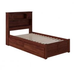 Newport Walnut Twin XL Platform Bed with Flat Panel Foot Board and 2-Urban Bed Drawers by AFI -Outlet AFI Store walnut afi platform beds ar8512114 c3 1000