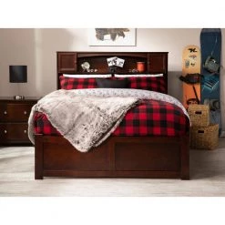 Newport Walnut Full Platform Bed with Flat Panel Foot Board and Twin Size Urban Trundle Bed by AFI -Outlet AFI Store walnut afi platform beds ar8532014 31 1000