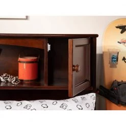 Newport Walnut Full Platform Bed with Flat Panel Foot Board and Twin Size Urban Trundle Bed by AFI -Outlet AFI Store walnut afi platform beds ar8532014 4f 1000