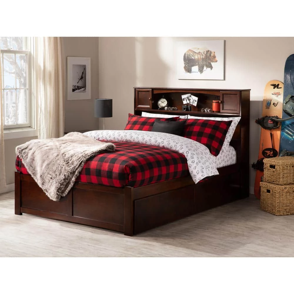 Newport Walnut Full Platform Bed with Flat Panel Foot Board and 2-Urban Bed Drawers by AFI 6 Newport Walnut Full Platform Bed with Flat Panel Foot Board and 2-Urban Bed Drawers by AFI - Image 4
