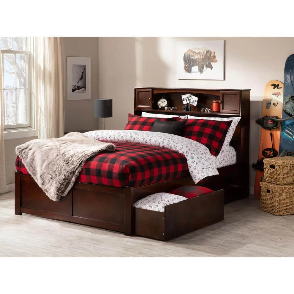 Newport Walnut Full Platform Bed with Flat Panel Foot Board and 2-Urban Bed Drawers by AFI 4 Newport Walnut Full Platform Bed with Flat Panel Foot Board and 2-Urban Bed Drawers by AFI - Image 2