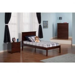 Madison Walnut Twin XL Platform Bed with Open Foot Board by AFI