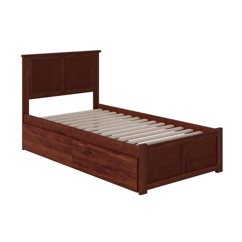 Madison Walnut Twin XL Platform Bed with Flat Panel Foot Board and 2 Urban Bed Drawers by AFI 6 Madison Walnut Twin XL Platform Bed with Flat Panel Foot Board and 2 Urban Bed Drawers by AFI - Image 4