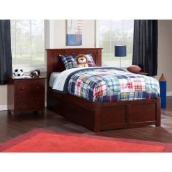 Madison Twin Platform Bed with Flat Panel Foot Board and 2-Urban Bed Drawers in Walnut by AFI -Outlet AFI Store walnut afi platform beds ar8622114 31 1000
