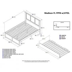 Madison Walnut Full Platform Bed with Flat Panel Foot Board and Twin Size Urban Trundle Bed by AFI -Outlet AFI Store walnut afi platform beds ar8632014 4f 1000