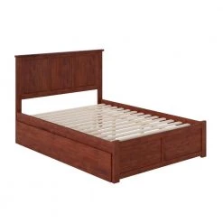 Madison Walnut Full Platform Bed with Flat Panel Foot Board and Twin Size Urban Trundle Bed by AFI -Outlet AFI Store walnut afi platform beds ar8632014 76 1000