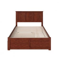 Madison Walnut Full Platform Bed with Flat Panel Foot Board and Twin Size Urban Trundle Bed by AFI -Outlet AFI Store walnut afi platform beds ar8632014 e1 1000