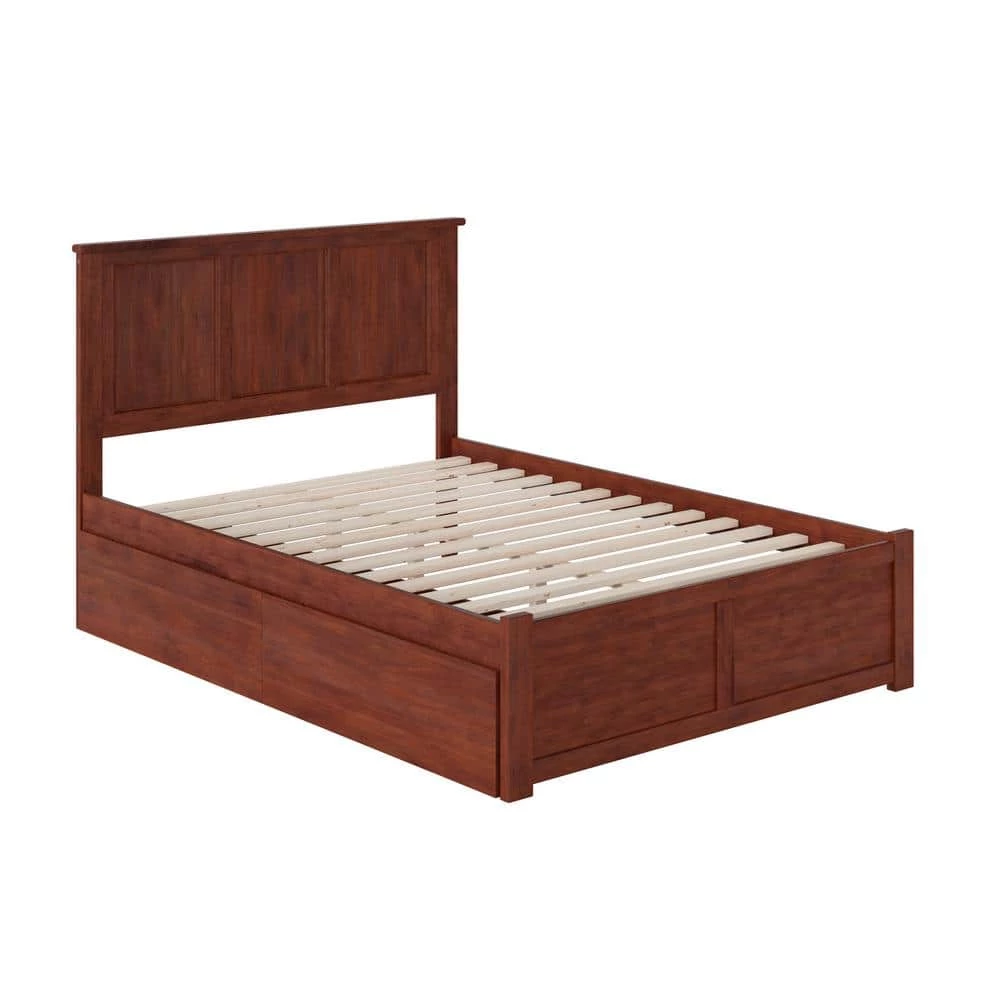 Madison Full Platform Bed with Flat Panel Foot Board and 2-Urban Bed Drawers in Walnut by AFI 3 Madison Full Platform Bed with Flat Panel Foot Board and 2-Urban Bed Drawers in Walnut by AFI