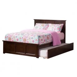 Madison Walnut Full Platform Bed with Matching Foot Board and Twin Size Urban Trundle Bed by AFI -Outlet AFI Store walnut afi platform beds ar8636014 a0 1000