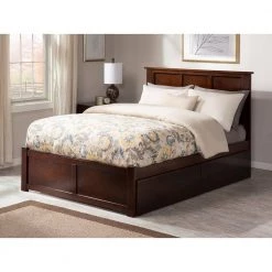 Madison Queen Platform Bed with Flat Panel Foot Board and 2-Urban Bed Drawers in Walnut by AFI -Outlet AFI Store walnut afi platform beds ar8642114 c3 1000
