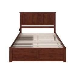 Madison Queen Platform Bed with Flat Panel Foot Board and 2-Urban Bed Drawers in Walnut by AFI -Outlet AFI Store walnut afi platform beds ar8642114 fa 1000