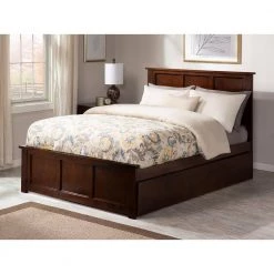 Madison Walnut Queen Bed with Matching Footboard and Twin Extra Long Trundle by AFI -Outlet AFI Store walnut afi platform beds ar8646044 31 1000