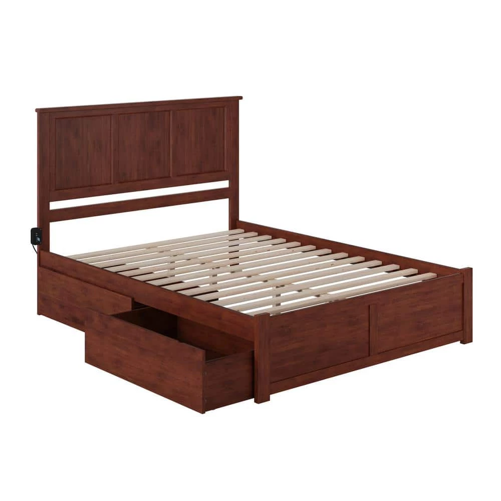 Madison Walnut King Platform Bed with Flat Panel Foot Board and 2-Urban Bed Drawers by AFI 3 Madison Walnut King Platform Bed with Flat Panel Foot Board and 2-Urban Bed Drawers by AFI